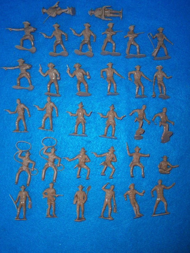 MARX Vaqueros, Tramperos y Mineros 32 Figuras Escala 1/32 Marrón Juguete Soldados Foto 1 de 4