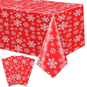 Preboun 3 Pezzi 54 x 108 Pollici Tovaglie Fiocco di Neve - Plastica Impermeabile C... - Foto 1 di 6
