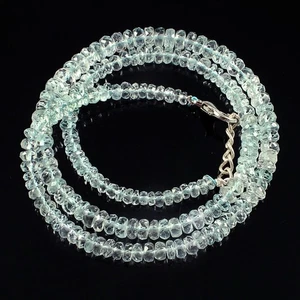 AAA+ Aquamarine Faceted Rondelle Beaded Necklace, 16 inch, Christmas Gift Idea - Picture 1 of 3