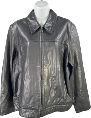 Gap Women’s Black Leather Full Zip Basic Jacket - XL - Image 1 of 3