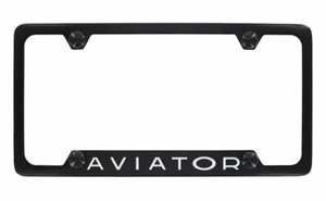 Lincoln Aviator Wordmark Black Finish Metal License Plate Frame Holder - Picture 1 of 4