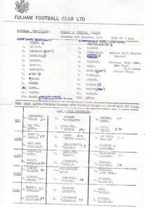 Fulham v Crystal Palace Reserves Programme 20.12.1969 - Picture 1 of 1