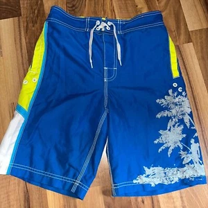 Boys Blue Yellow Beach Hawaiian Swim Trunks Swimming Shorts Youth 10/12 - Picture 1 of 7