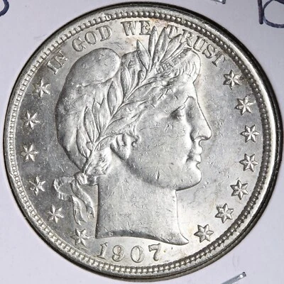 Medio dólar de plata barbero 1907-D BU *SIN CIRCULAR* MS E259 JEHM Foto 1 de 2