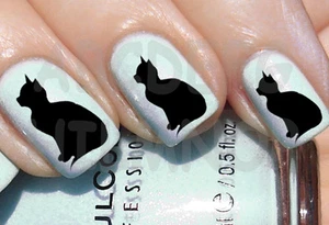 60 x Nail ART agua GATITO NEGRO perfil transferencia uñas STICKERS decals WATER - Picture 1 of 1