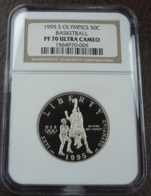 1995-S Olympic Basketball Proof Half Dollar NGC PF 70 Ultra Cameo Commemorative - Image 1 of 4