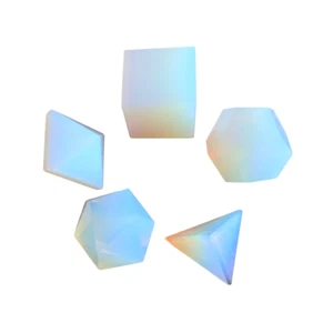 Opalite 5 pc Platonic Solid Scared Stone Geometry Set Crystal Healing Reiki Gift - Picture 1 of 1