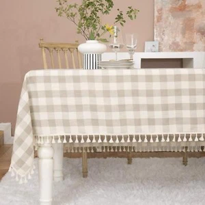 Farmhouse Checkered Square Tablecloth-Cotton Buffalo Plaid Tablecloth for Fal... - Picture 1 of 7