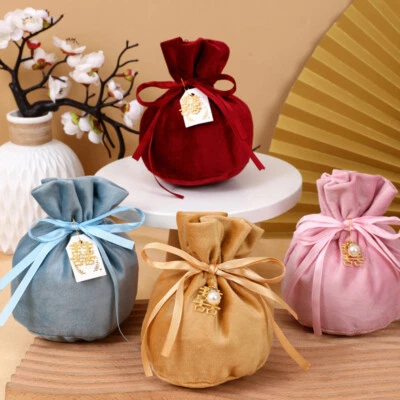 Velvet Bags Jewelry Packing Wedding Party Favors Gifts Drawstring Candy Pouches  - Image 1 of 4