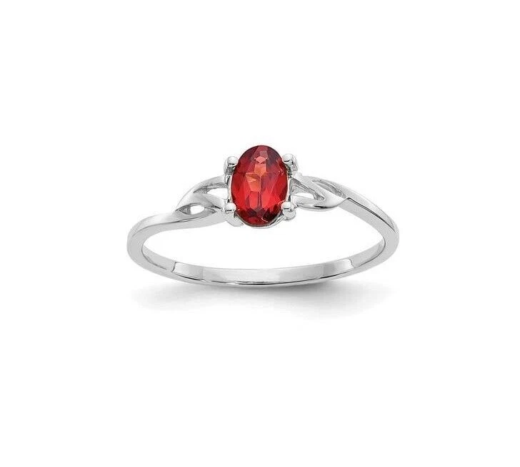 Solitaire Oval Cut Simulated Ruby With Twisted Shank Ring In Pure 10K White Gold - Image 1 of 4