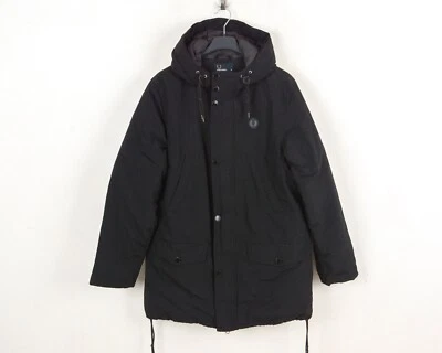 FRED PERRY Jacket Men M Down Filled Parka Coat Winter Black Hooded Nylon - Image 1 of 4