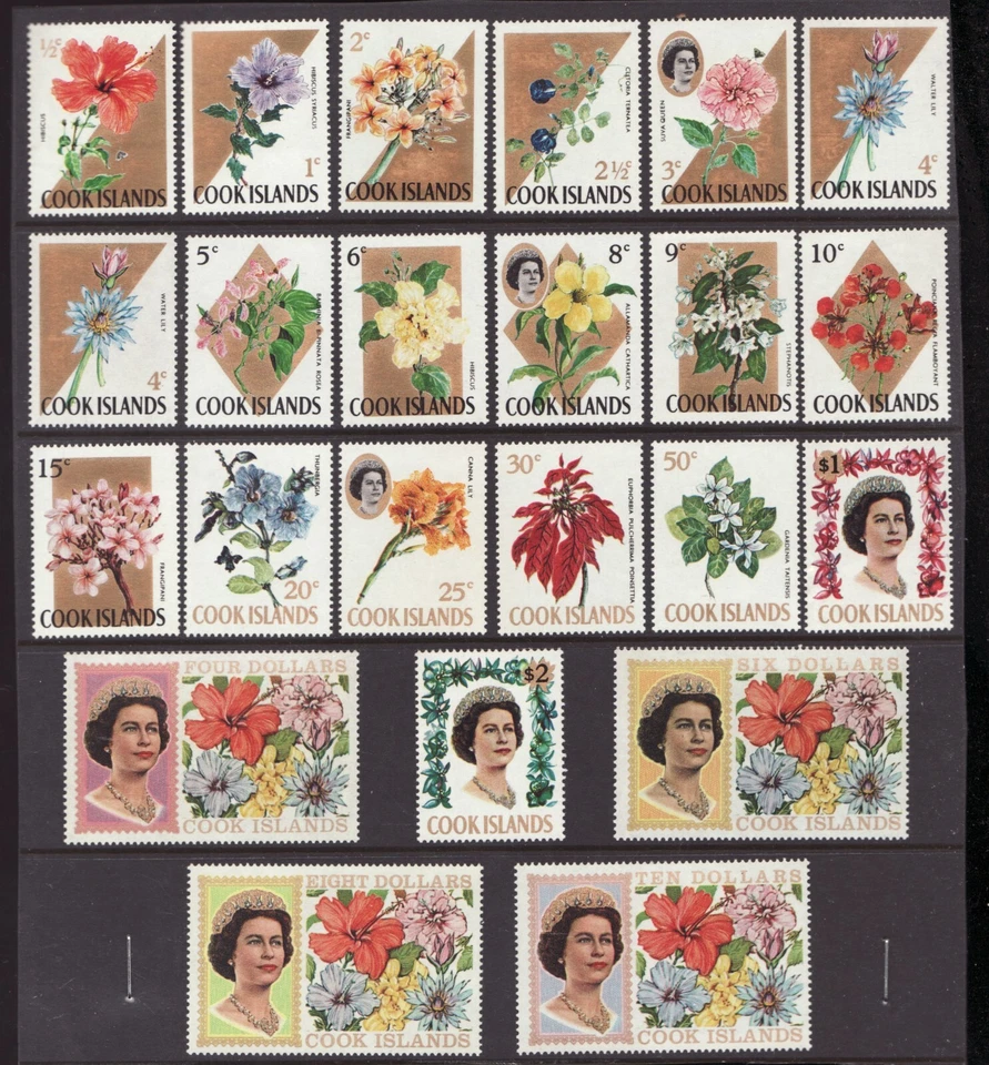1967-69 Cook Islands Sc# 199-220 QEII & Flower, Flora Set. MNH Cv$38.50 - Image 1 of 1