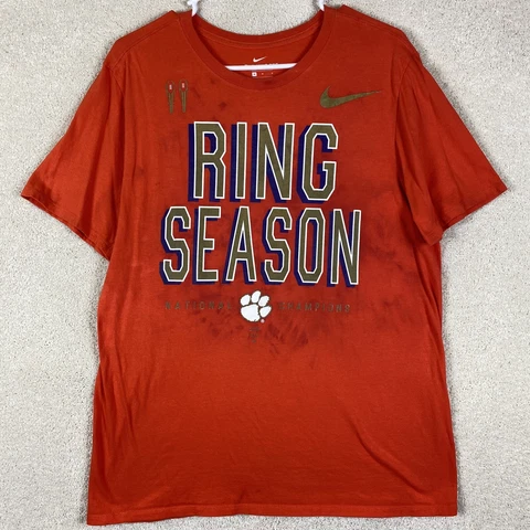 Clemson Tigers Ring Season Shirt NCAA Nike Adult Size Medium Short Sleeve Shirt Cover