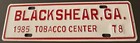 1985 Blackshear Georgia Booster License Plate Topper City Tobacco Center