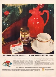 Print Ad Nescafe Coffee 1946 Christmas Full Page Large Magazine 10.5"x13.5" - Picture 1 of 1