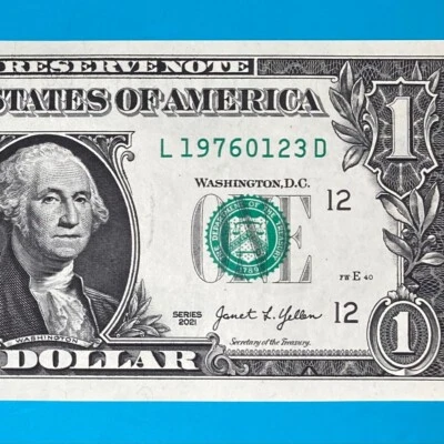 1976 January 23 : L 19760123 D BIRTHDAY NOTE $1 One Dollar Bill *UNC* - Image 1 of 4