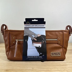 Itzy Ritzy Stroller Organizer Caddy Brown Vegan Leather Adjustable Zippered - Picture 1 of 10