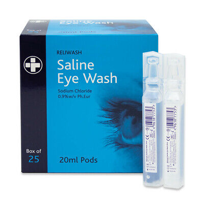  Premium Eye Wash Pods - 20ml Sterile Saline Pods First Aid Solution • 1.95£