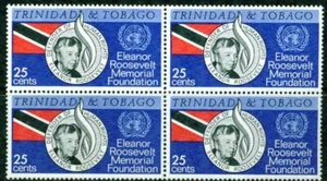 TRINIDAD & TOBAGO – 1965  – ELEANOR ROOSEVELT  BLOCK OF 4 – VF  **  - Picture 1 of 1