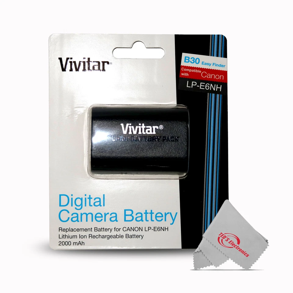 Batería Li-ion Vivitar CBE6NH 7.4V 2000mAh para Canon LP-E6NH Foto 1 de 1