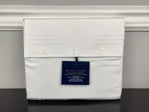 Ralph Lauren RL Organic Handkerchief Embroidery Flat Sheet Studio White KING - Picture 1 of 3