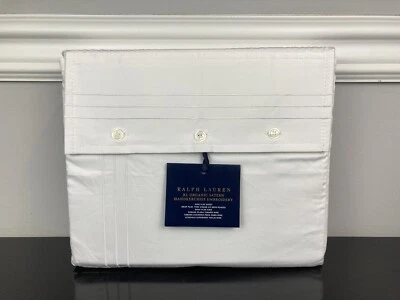 Ralph Lauren RL Organic Handkerchief Embroidery Flat Sheet Studio White KING - Image 1 of 3