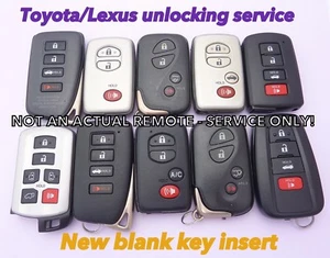 TOYOTA/LEXUS unlocking service smart keyless remotes AAB ACX AEM ADR FBA FBC - Picture 1 of 3