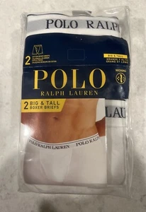 NEW Polo Ralph Lauren Men's Big & Tall White Boxer Briefs Underwear 2 Pack 50-52 - Picture 1 of 7