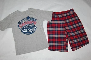 Boys Outfit GRAY S/S TEE SHIRT All Sport Champs RED PLAID SHORTS Size S 5-6 - Picture 1 of 1