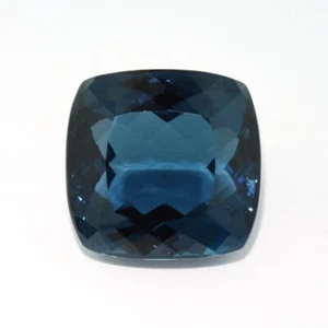 LONDON BLUE TOPAZ NATURAL 18.15 x 17.7 MM CUSHION CUT AAA F-5197 - Picture 1 of 1