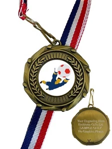 Fußball Torhüter 45 mm Combo Medaille & Band graviert kostenlos - Bild 1 von 2