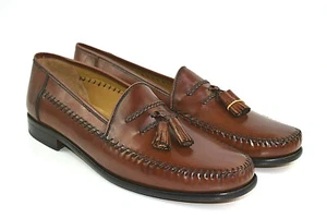 Sandro Moscoloni La Vida Men's Brown Tassel Leather Dress Loafers 11.5 B - Picture 1 of 12