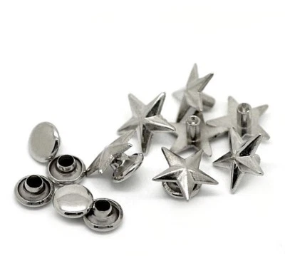 Plata 1/2" a 3/4" (12 a 19 mm) ESTRELLA Metal Remache Tachuelas Cuero Artesanía 1/4" Poste Foto 1 de 3