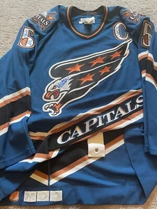 Washington Capitals CCM Langway NHL Blue Screaming Eagle Hockey Jersey 54 Signed - Picture 1 of 5