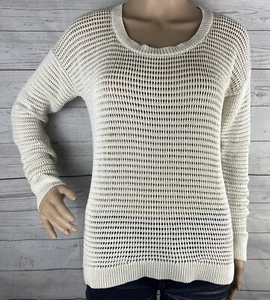Madewell Sweater Small Ivory Open Knit High Low Curved Hem 100% Cotton Casual - Picture 1 of 12