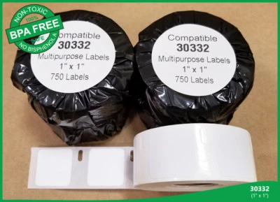 2 Rolls of 30332 Compatible Small Multipurpose Labels for DYMO® Printer 1" x 1" - Image 1 of 4