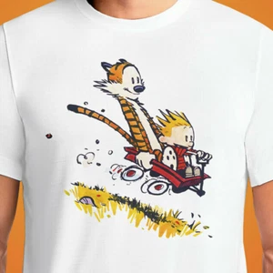 Calvin and Hobbes white T-shirt Unisex tee All sizes S to 5Xl XB12 - Picture 1 of 3