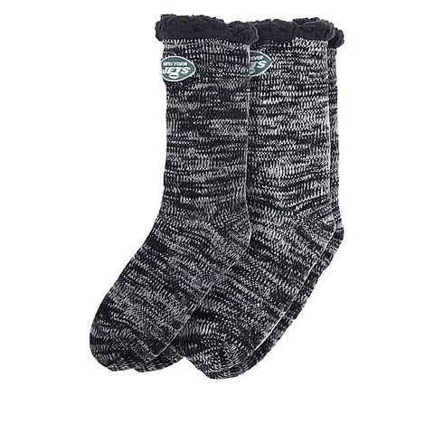 New York Jets FOCO NFL Black Tall Non Slip Footy Slippers Socks Women's  2 PACK Cover