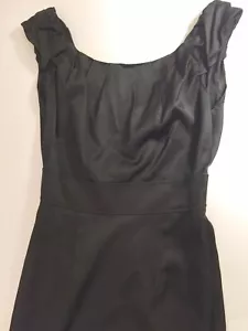 Laila Azhar Fitted Satin Sheath Shift Sz 4 Little Black Dress - Picture 1 of 6