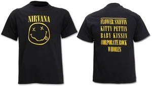 Official Nirvana T Shirt Happy Face Smile Flower Sniffin Kurt Cobain S to 5XL - Picture 1 of 34