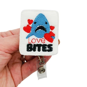 Valentine's Day Badge Reel Retractable Shark ID Holder Funny Name Tag Clip Gift - Picture 1 of 8