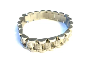Neu ohne Etikett Edelstahl Micro Pave kubisches Zirkonia Link Armband - Bild 1 von 6