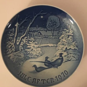 Bing & Grondahl Copenhagen Porzellan Teller 1970 Fasane im Schnee zu Weihnachten - Bild 1 von 6