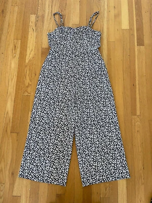 FRENCH CONNECTION Black & White Flowered Backless Jumpsuit Womens Large - Image 1 of 4