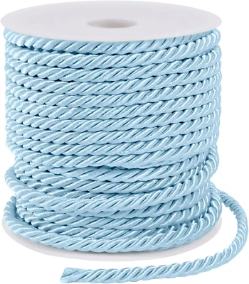 27 ярдов витая шелковая веревка шнур, мягкий синий веревки атласный шнур отделки 5 мм нейлоновый шнур, - Изображение 1 из 4