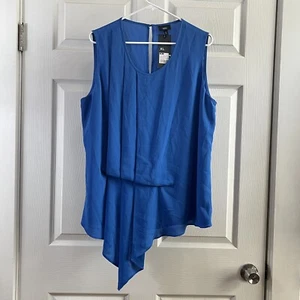 Mossimo Sleeveless Blouse Size XLBlue Pleated Scoop Neck Brand New With Tags - Picture 1 of 9
