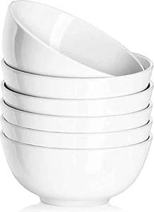 10Oz Porcelain Bowls - Small Bowls - White Ceramic Bowls for Kitchen Set of 6 - Picture 1 of 6