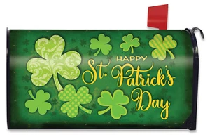 Lucky Shamrocks St. Patrick's Day Magnetic Mailbox Cover Patterned Clover - Picture 1 of 5