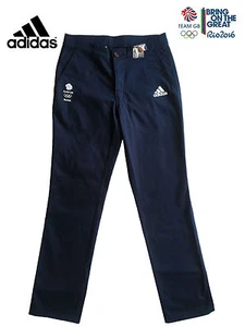 ADIDAS TEAM GB RIO 2016 ELITE ATHLETE BLUE COTTON CHINO PANTS TROUSERS Size 38" - Picture 1 of 7