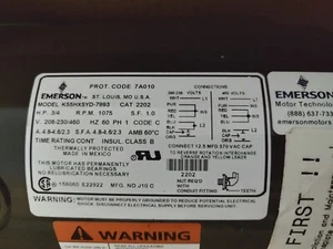 Emerson Motor 2202, 3/4HP, 208-230/460V, 1075RPM - Picture 1 of 6